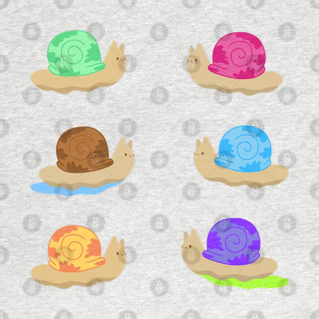 Colorful Kawaii Snails by Sofia Sava